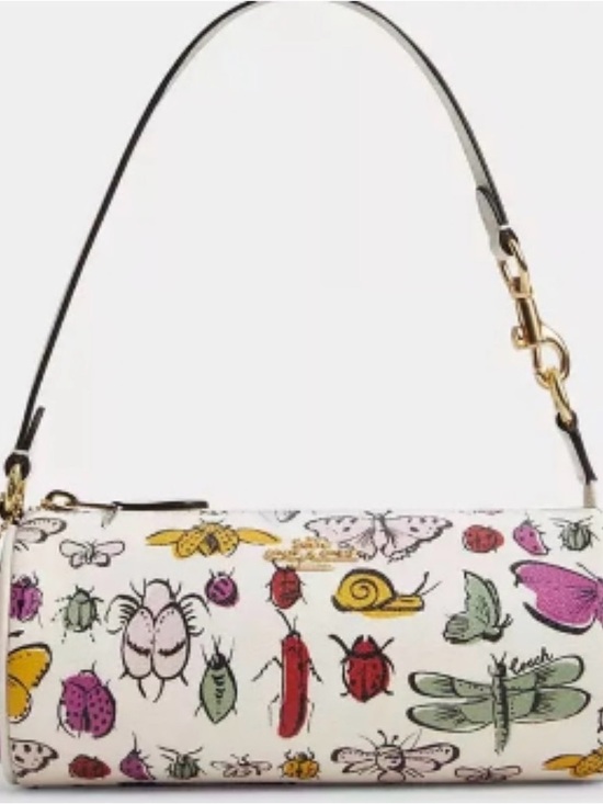 Coach Handbags - Coach White Multicolor Insect Print Mini Shoulder Bag